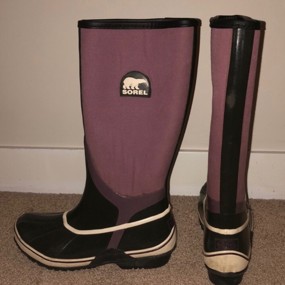Sorel Tall Purple Rain Boots Size 7